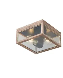 Priemyselné stropné svietidlo s drevenou potlačou IP44 2-Lights - Charlois