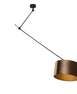 Závesná lampa čierna s bronzovým zamatovým tienidlom 35 cm - Blitz