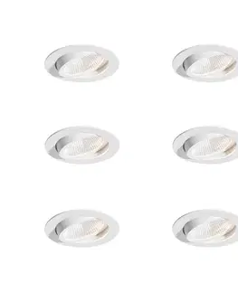Sada 6 zapustených bodových svetiel biela 9,5 cm vrátane LED 1300 lm stmievateľné IP65 - Gaius