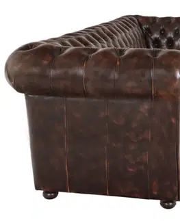 Pohovka štvormiestna Chesterfield Liverpool z pravej hovädzej kože Whisky