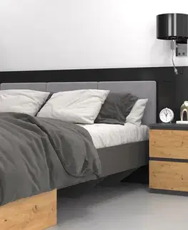 2W nočný stolík, antracit/ dub artisan