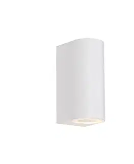 Moderná vonkajšia nástenná lampa biela plastová oválna 2-svetlá - Baleno