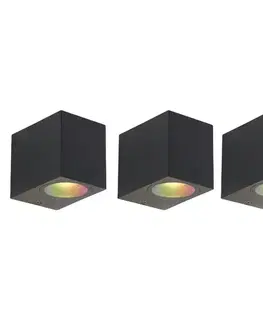 Sada 3 inteligentných nástenných svietidiel čierna IP44 vrátane Zigbee GU10 - Baleno