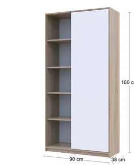 NABBI Sufer jednodverový regál dub sonoma / biela