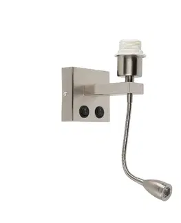 Moderná nástenná lampa oceľ s flexibilným ramenom - Brescia Combi