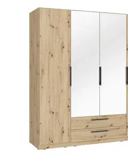 Šatníková skriňa so zrkadlom MARO 200x213 cm dub artisan CDXS84S-D78
