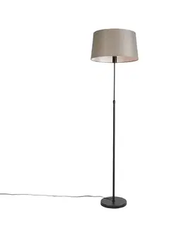 Stojacia lampa čierna s tienidlom z ľanového plátna taupe 45 cm nastaviteľná - Parte