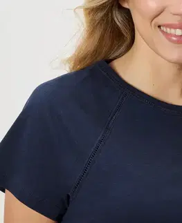 Tričko s háčkovanými detailmi, tmavomodré