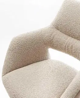 DELIFE Barová stolička Yago-Flex zmiešané materiály mikrovlákno tmavobéžová / bouclé tmavobéžová jedálenská stolička plochý nerezová oceľ vrecková pružina
