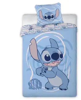 Obliečky Disney Lilo and Stitch modré do postieľky 135x100cm+40x60cm Faro Tiahome