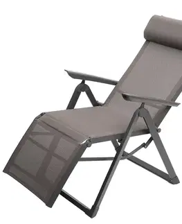 DEOKORK Hliníkové kreslo relaxačné MALTA (šedo-hnedá)