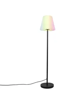 Inteligentná stojaca lampa čierna s bielym tienidlom 35 cm IP65 vrátane WiFi A60 - Virginia