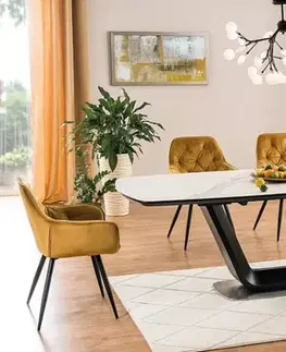 Signal Rozkladací jedálenský stôl ARMANI CERAMIC | čierny mat 90 x 160 cm