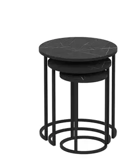 Odkladací stolík Gloria Black, 3 ks