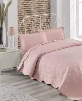 Prehoz bavlnený Deluxe jednofarebný Svetlo ružový TiaHome - 140x220cm + 1ks 50x70cm