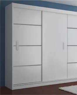 KONDELA Merina 250 3D šatníková skriňa s posuvnými dverami biela / čierna