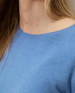 Pulóver z jemnej pleteniny s hodvábom, modrý