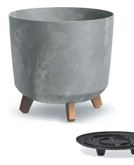 NABBI DGTL300LE plastový kvetináč na nožičkách 29,8 cm sivý betón
