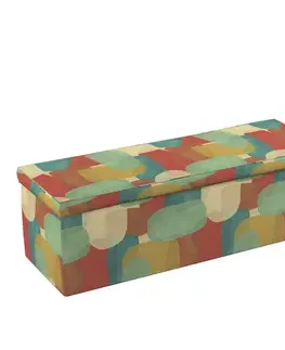 Dekoria Truhlica čalúnená, geometryczne wzory w czerwono-zielonej kolorystyce, 90 x 40 x 40 cm, Vintage 70's, 143-75