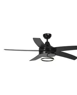 Stropný ventilátor čierny 132 cm vrátane LED s diaľkovým ovládaním - Cool Anello