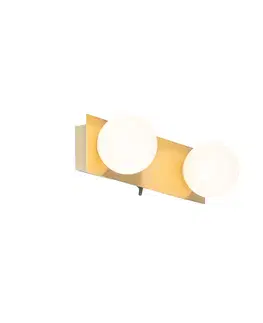 Nástenná lampa zlatá 28 cm IP44 2-svetlo s vypínačom - Cederic