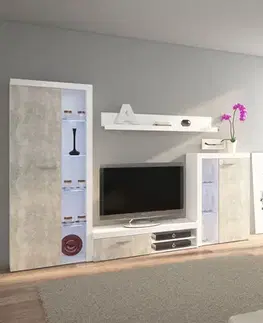 Široká komoda BRUMA betón/biela