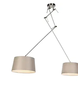 Osvetlenie na závesenie z ocele s tienidlami z ľanového plátna v odtieni taupe 35 cm 2-žiarovkové - Blitz
