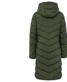 Prešívaný kabát s kapucňou, tmavozelený