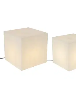 Sada 2 vonkajších stojacích lámp bielych 30 a 38 cm štvorcových IP44 - Nura