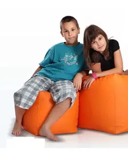 Sedací vak taburetka Cube S ekokoža TiaHome - Oranžová