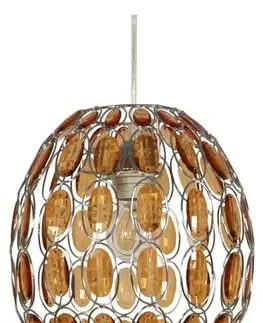 Oranžová závesná lampa s kryštálmi Selma