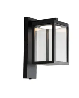 Vonkajšia nástenná lampa čierna vrátane LED a senzoru súmraku - Ferdinand