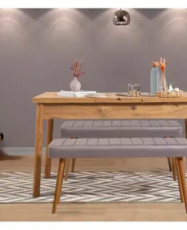 Jedálenský set s rozkladacím stolom a lavicou (3 kusy) Santiago 0701 - Atlantic Pine, Soho Grey