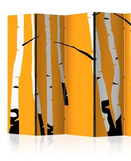 Paraván Birches on the orange background Dekorhome