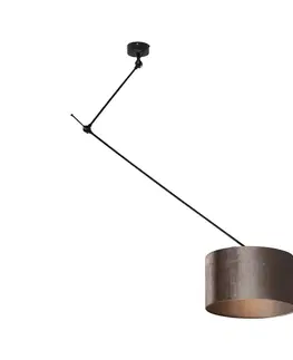 Závesná lampa čierna so zamatovým tienidlom taupe 35cm - Blitz