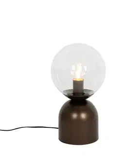Stolná lampa Hotel Chic tmavá bronzová s čírym sklom - Pallon Trend