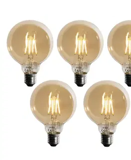 Sada 5 ks E27 3-stupňová stmievateľná LED žiarovka zlatá G95 4W 450lm 2700K