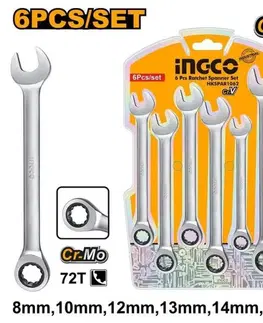 INGCO Kľúče očkoploché račňové, sada 6ks, 8-17mm, INGCO Industrial