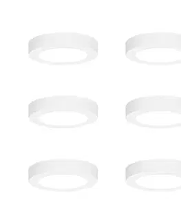Sada 6 zapustených alebo povrchových bodových svetiel biela 14 cm vrátane LED 3-krokové stmievanie do tepla s prepínačom Dip - Trans