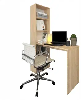 KONDELA Jasmin pc stolík s regálom dub sonoma