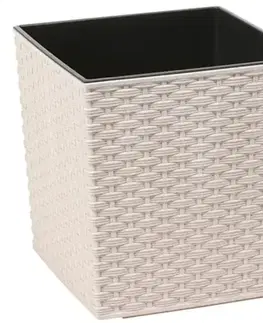 Obal na kvetináč Juka Ratan ECO 25x25x26 cm biely