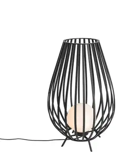 Dizajnová stojaca lampa čierna s opálom 70 cm - Angela
