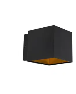 Dizajnová nástenná lampa čierna/zlatá vrátane LED - Caja