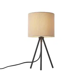 Moderná stolná lampa s trojnožkou v taupe farbe so zamatovým tienidlom - Luz