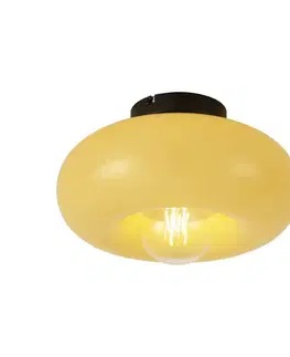 Retro Ceiling Lamp Black with Yellow Glass 30cm - Glaze