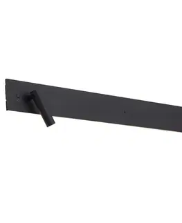 Moderná čierna 2-svetelná nástenná lampa vrátane LED s podsvietením a USB-C - Longly