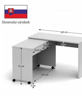 KONDELA Versal New rozkladací pc stolík biela