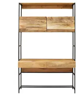 Písací stôl s knižnicou Gita 130x213x55 indický masív mango