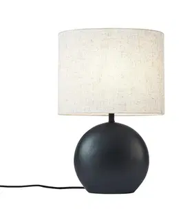 Japandi stolná lampa čierna s ľanovým tienidlom - Timo