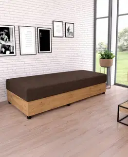 KONDELA Konri jednolôžková posteľ (váľanda) s úložným priestorom dub craft zlatý / hnedá